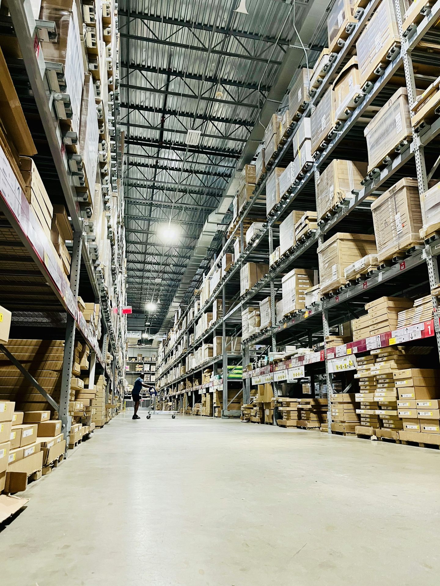 Warehouse shelving with stock